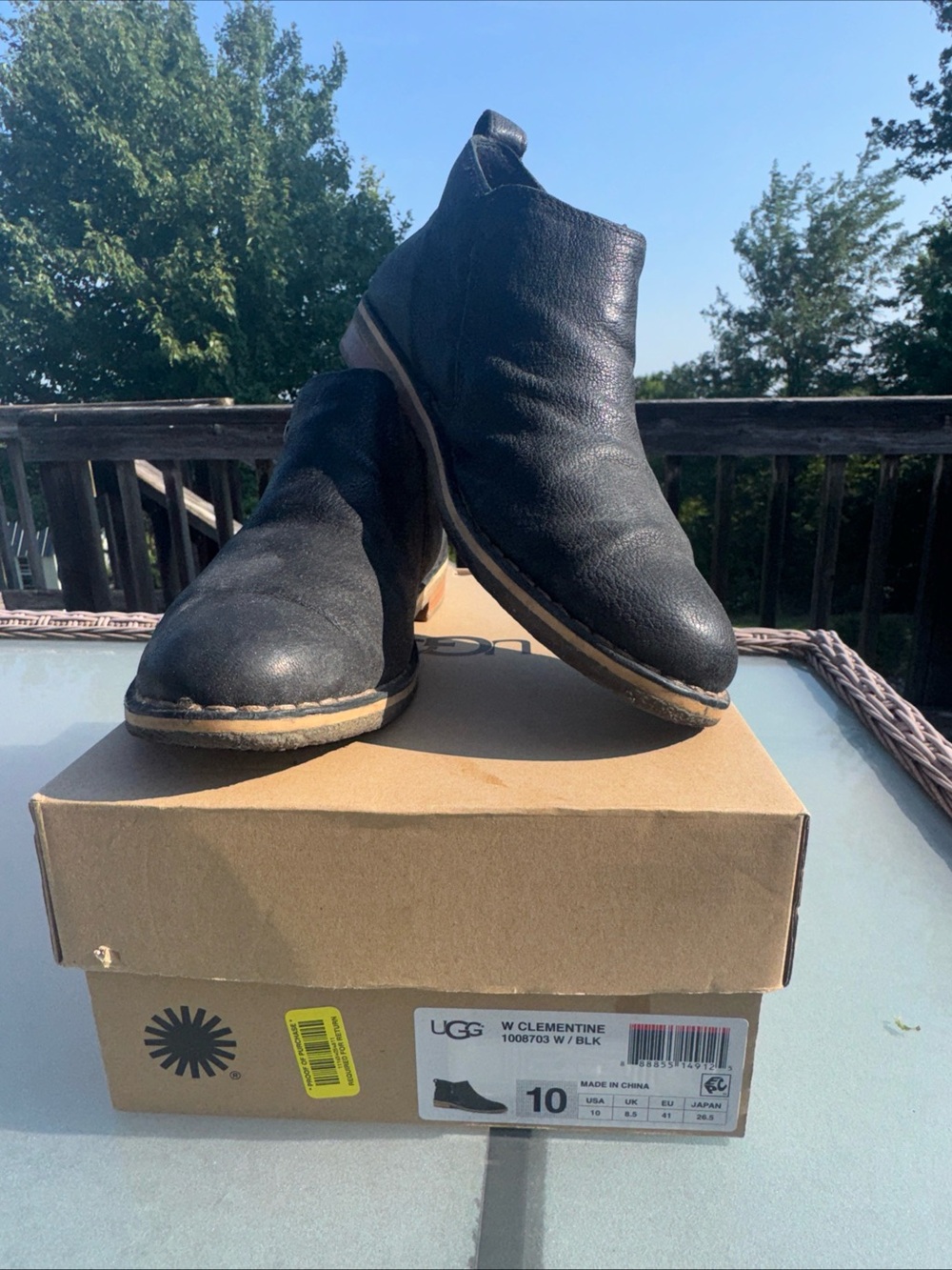 UGG Boots Womens Size 10 EU 41Clementine Ankle Side Zip Leather Shearling Bootie